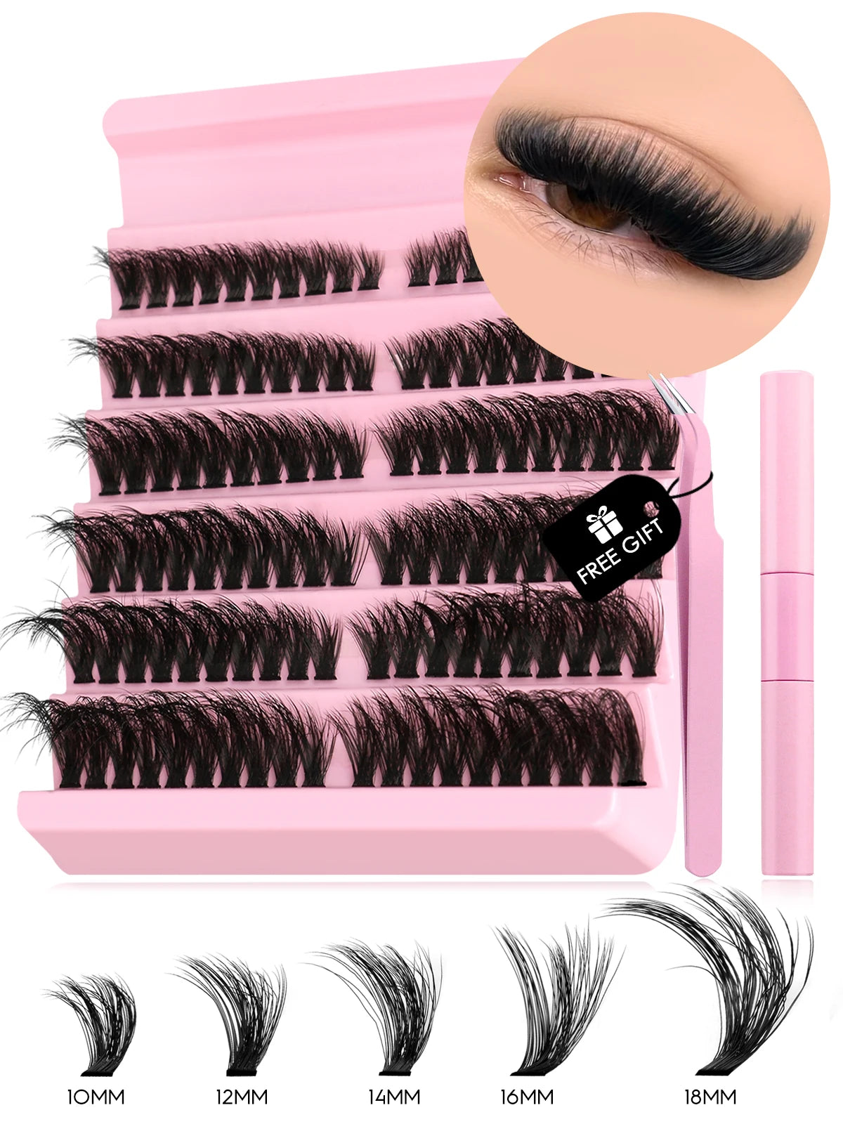 Eyelash Kit Eyelash Extension Kit 10-18Mm Natural Fluffy False Eyelash Lash Clusters Set Bond and Seal Makeup