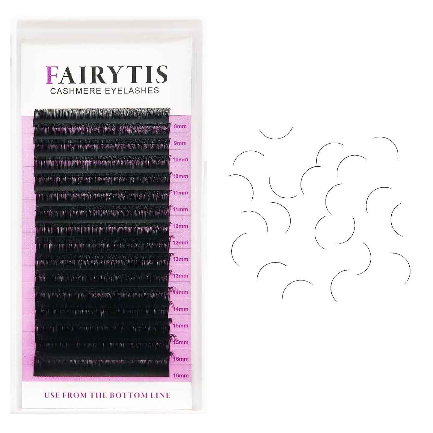 Cashmere Lash Extensions C CC D Curl 8-25Mm Mixed & Single Length Tray,Lash Extension Trays for Cashmere Fibers,Matte Black，Professional Lash Salon Use