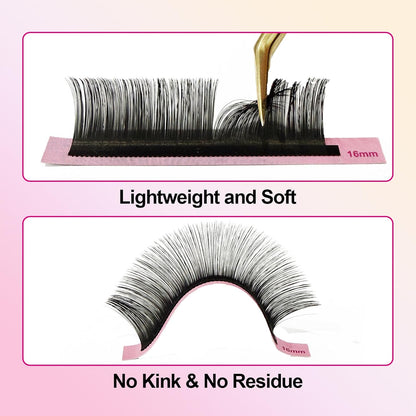Cashmere Lash Extensions C CC D Curl 8-25Mm Mixed & Single Length Tray,Lash Extension Trays for Cashmere Fibers,Matte Black，Professional Lash Salon Use