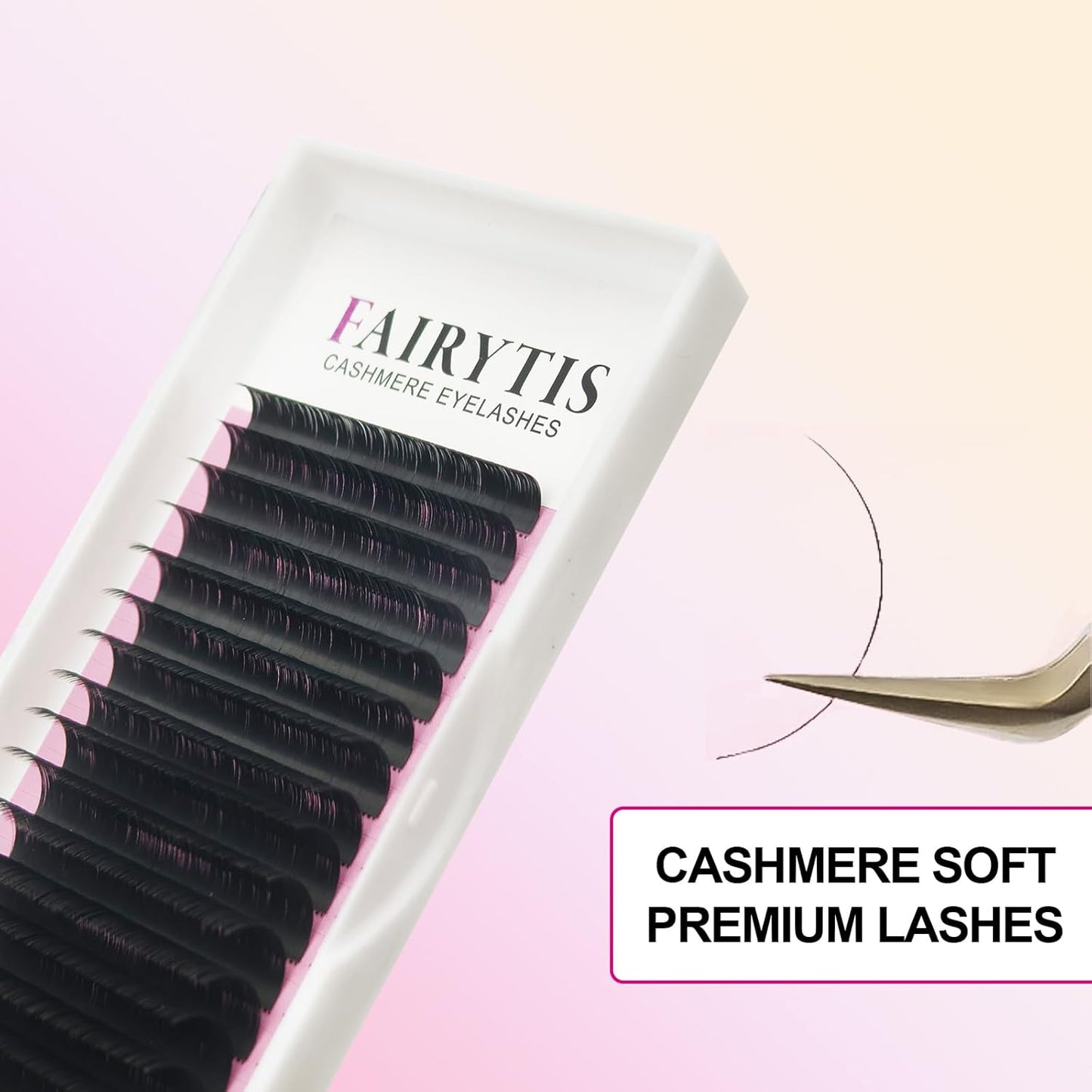 Cashmere Lash Extensions C CC D Curl 8-25Mm Mixed & Single Length Tray,Lash Extension Trays for Cashmere Fibers,Matte Black，Professional Lash Salon Use