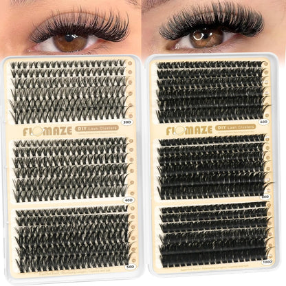 Lash Clusters 30D+40D+50D+60D+80D+100D Wispy Lash Extensions 8-16Mm 708Pcs D Curl Eyelash Cluster DIY Natural Eyelash Extensions