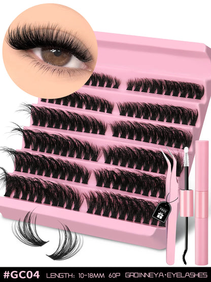 Eyelash Kit Eyelash Extension Kit 10-18Mm Natural Fluffy False Eyelash Lash Clusters Set Bond and Seal Makeup