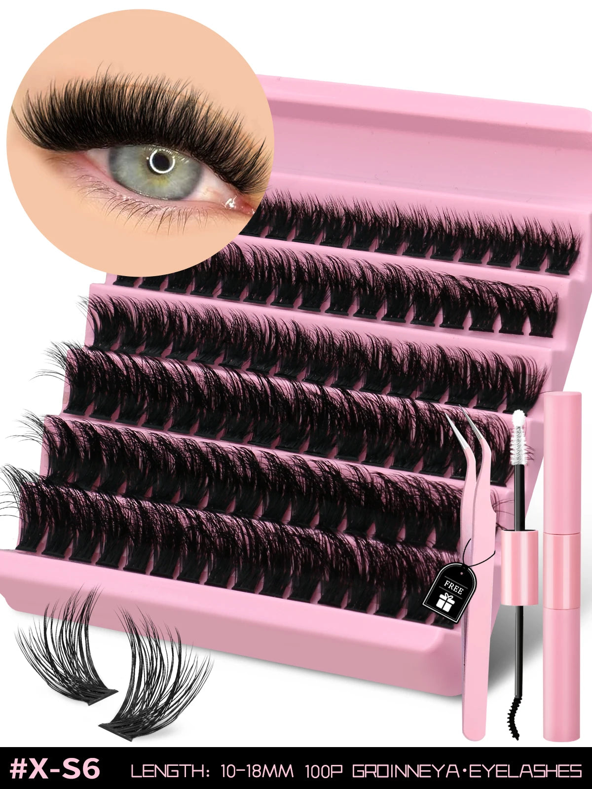 Eyelash Kit Eyelash Extension Kit 10-18Mm Natural Fluffy False Eyelash Lash Clusters Set Bond and Seal Makeup