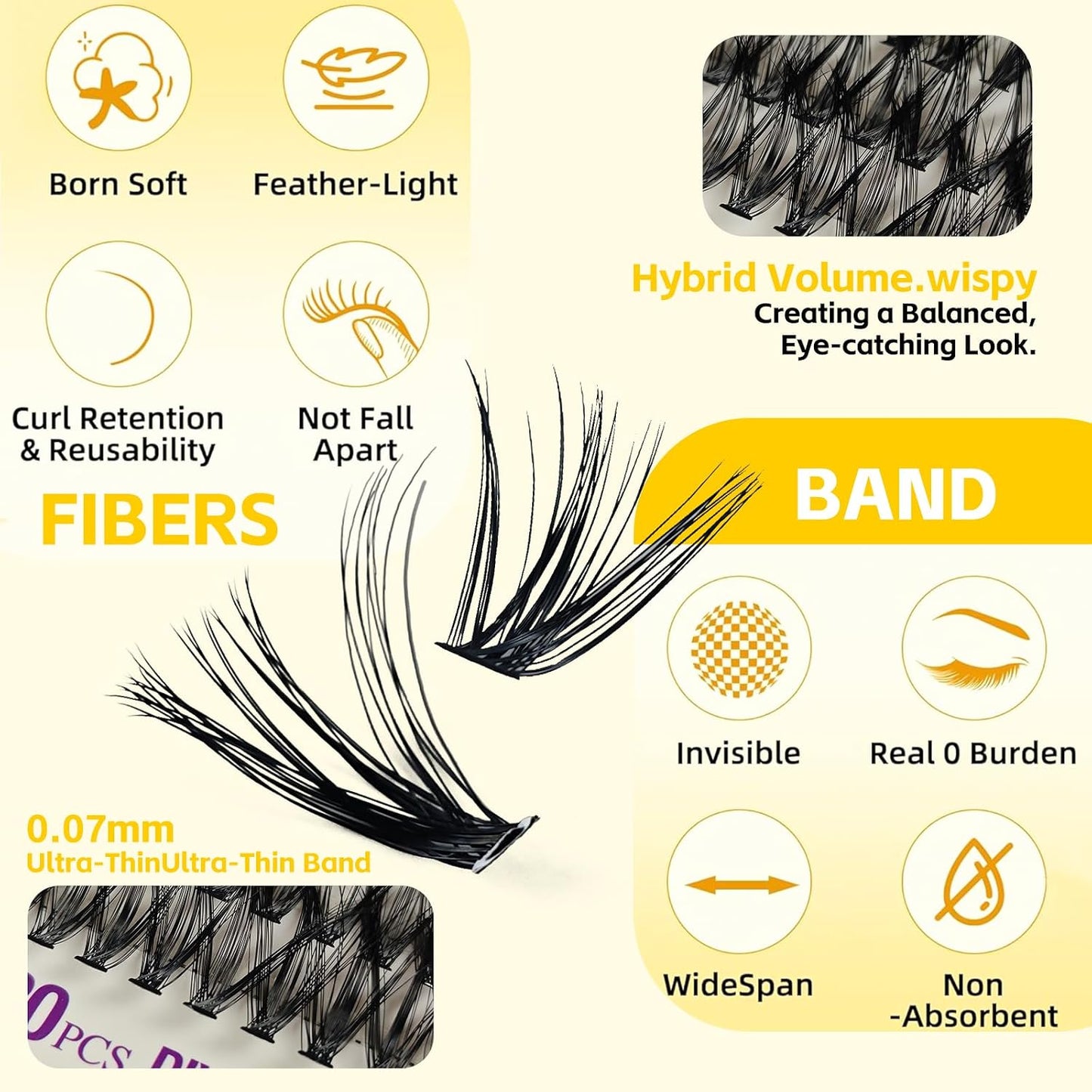 Lash Clusters Kit DIY Eyelash Extension Lashes Wispy Individual Waterproof Cat Eye 30D&40D 280PCS 9-16Mm