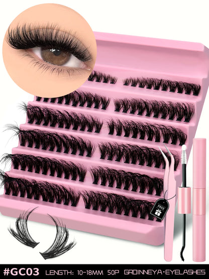 Eyelash Kit Eyelash Extension Kit 10-18Mm Natural Fluffy False Eyelash Lash Clusters Set Bond and Seal Makeup