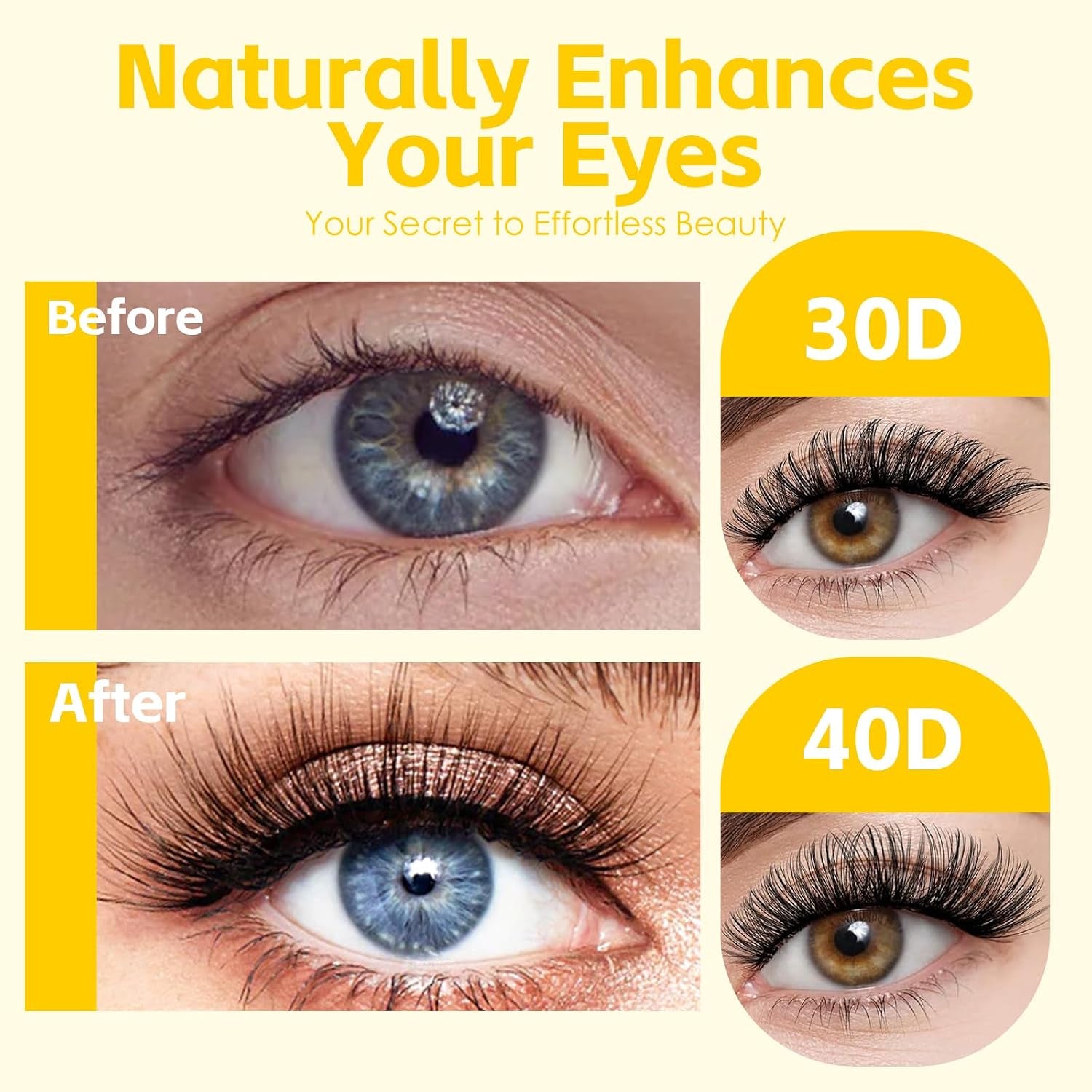 Lash Clusters Kit DIY Eyelash Extension Lashes Wispy Individual Waterproof Cat Eye 30D&40D 280PCS 9-16Mm