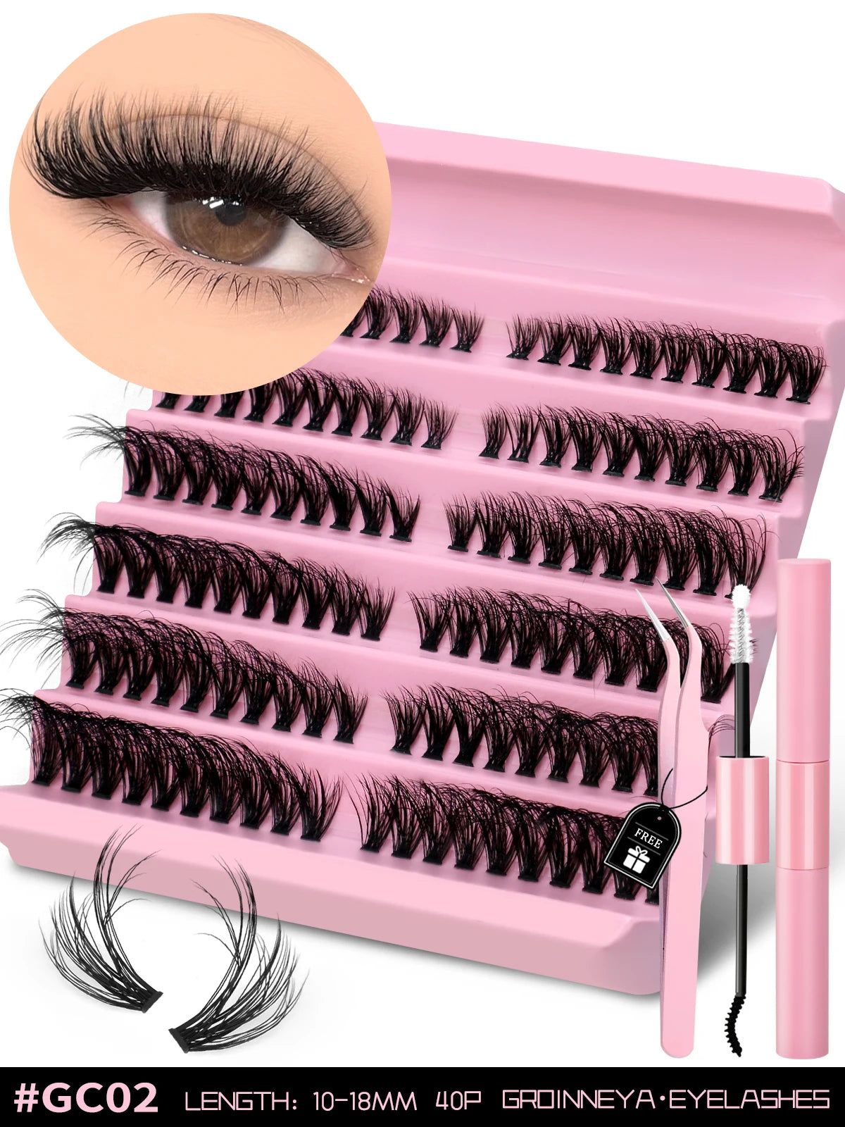 Eyelash Kit Eyelash Extension Kit 10-18Mm Natural Fluffy False Eyelash Lash Clusters Set Bond and Seal Makeup