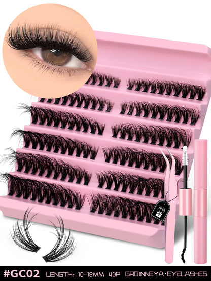 Eyelash Kit Eyelash Extension Kit 10-18Mm Natural Fluffy False Eyelash Lash Clusters Set Bond and Seal Makeup
