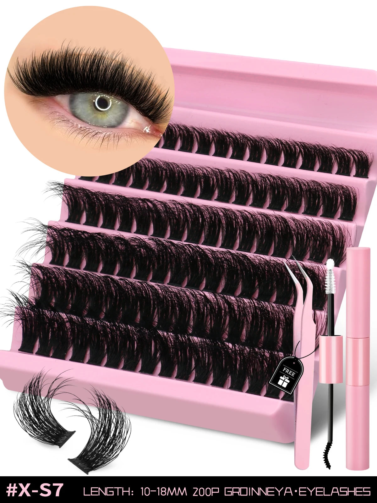 Eyelash Kit Eyelash Extension Kit 10-18Mm Natural Fluffy False Eyelash Lash Clusters Set Bond and Seal Makeup