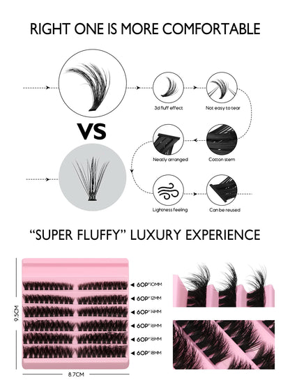Eyelash Kit Eyelash Extension Kit 10-18Mm Natural Fluffy False Eyelash Lash Clusters Set Bond and Seal Makeup