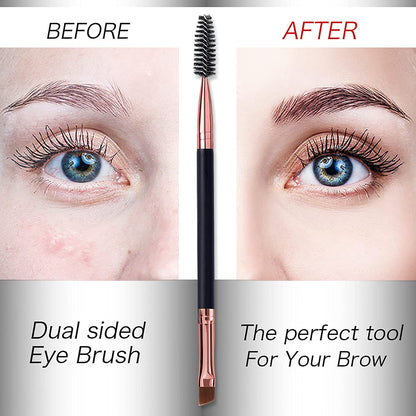 Duo Eyebrow Brush, Spoolie Brush and Angled Brow Brush Eyelash Brush for Eye Makeup. (5Pcs, Black)