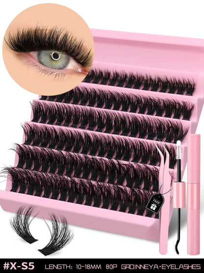 Eyelash Kit Eyelash Extension Kit 10-18Mm Natural Fluffy False Eyelash Lash Clusters Set Bond and Seal Makeup