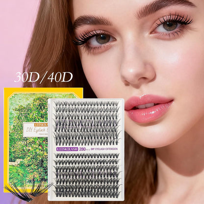 Lash Clusters Kit DIY Eyelash Extension Lashes Wispy Individual Waterproof Cat Eye 30D&40D 280PCS 9-16Mm