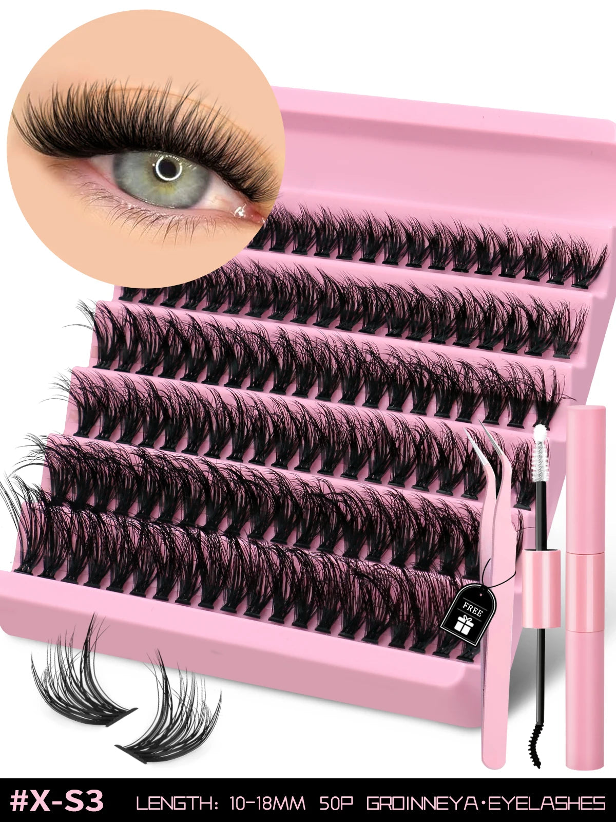 Eyelash Kit Eyelash Extension Kit 10-18Mm Natural Fluffy False Eyelash Lash Clusters Set Bond and Seal Makeup