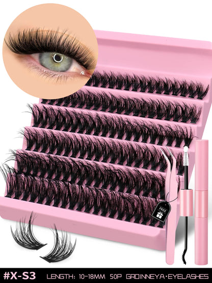 Eyelash Kit Eyelash Extension Kit 10-18Mm Natural Fluffy False Eyelash Lash Clusters Set Bond and Seal Makeup