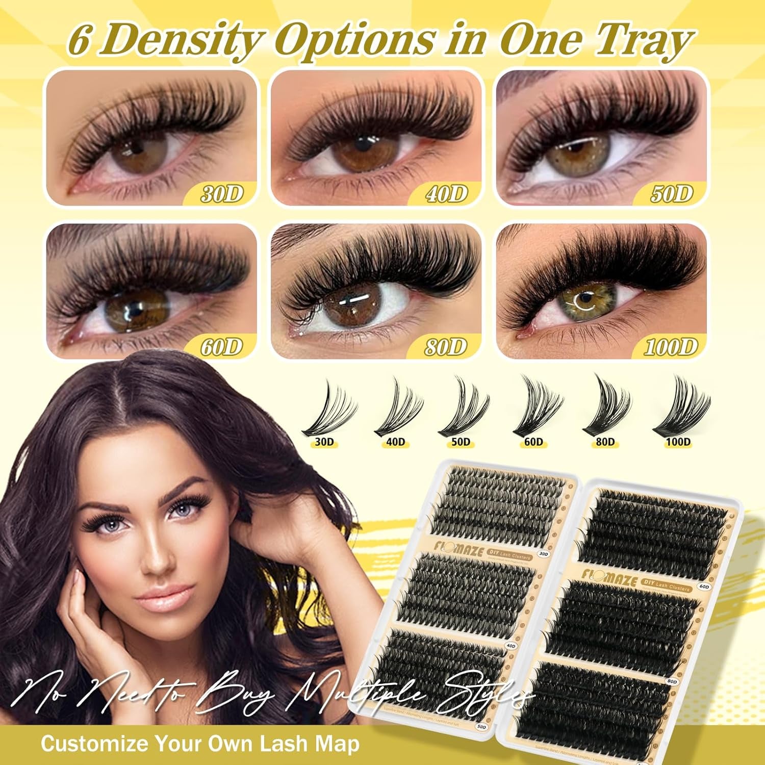 Lash Clusters 30D+40D+50D+60D+80D+100D Wispy Lash Extensions 8-16Mm 708Pcs D Curl Eyelash Cluster DIY Natural Eyelash Extensions