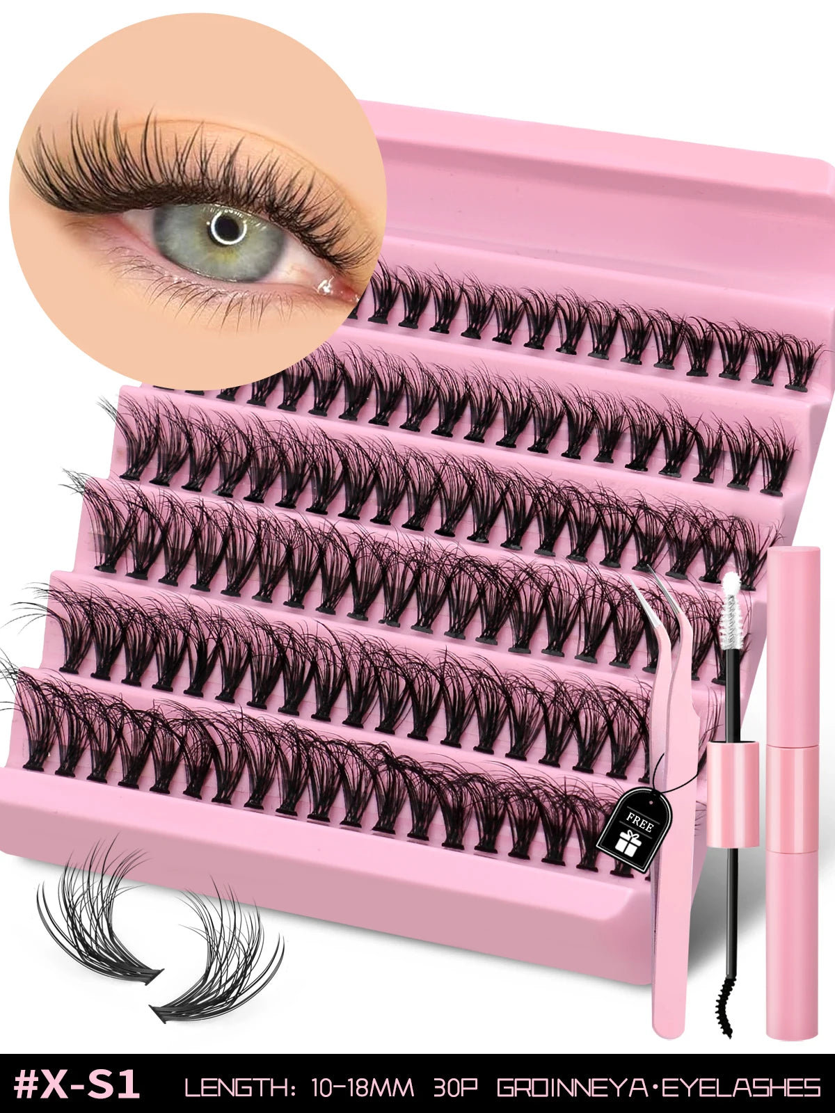 Eyelash Kit Eyelash Extension Kit 10-18Mm Natural Fluffy False Eyelash Lash Clusters Set Bond and Seal Makeup