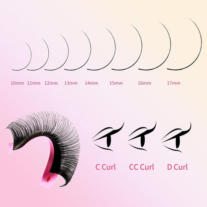 Cashmere Lash Extensions C CC D Curl 8-25Mm Mixed & Single Length Tray,Lash Extension Trays for Cashmere Fibers,Matte Black，Professional Lash Salon Use