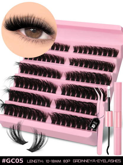 Eyelash Kit Eyelash Extension Kit 10-18Mm Natural Fluffy False Eyelash Lash Clusters Set Bond and Seal Makeup