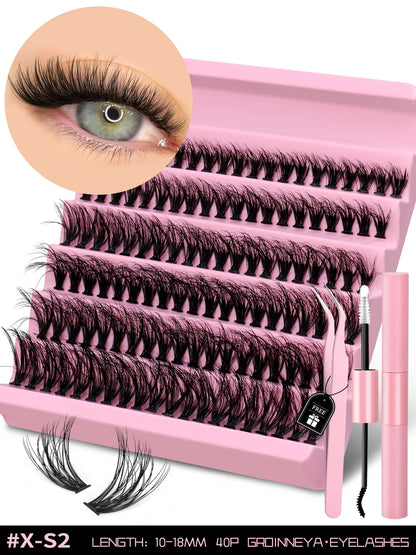 Eyelash Kit Eyelash Extension Kit 10-18Mm Natural Fluffy False Eyelash Lash Clusters Set Bond and Seal Makeup