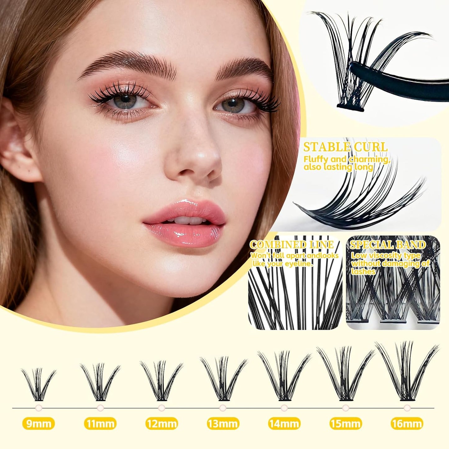 Lash Clusters Kit DIY Eyelash Extension Lashes Wispy Individual Waterproof Cat Eye 30D&40D 280PCS 9-16Mm