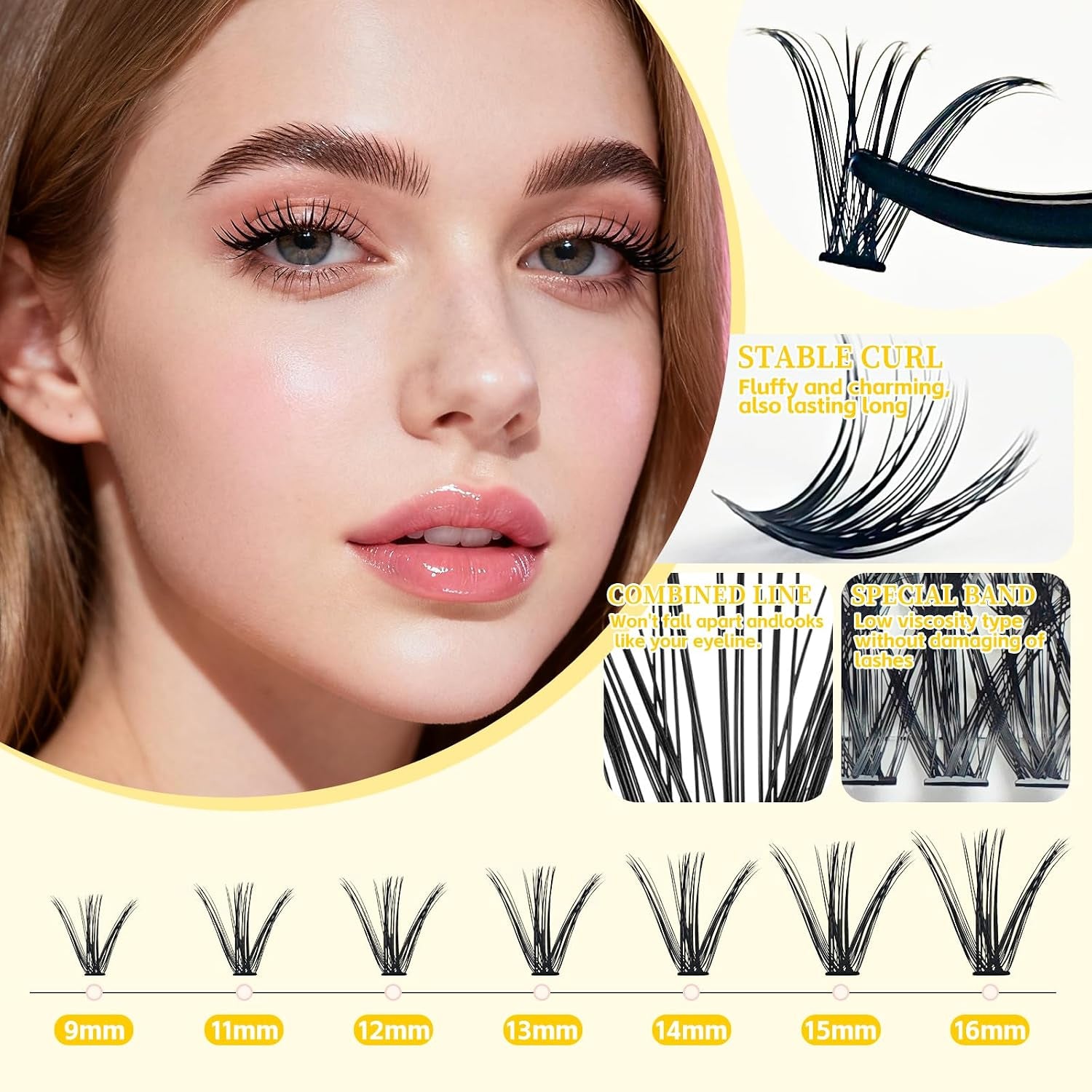Lash Clusters Kit DIY Eyelash Extension Lashes Wispy Individual Waterproof Cat Eye 30D&40D 280PCS 9-16Mm
