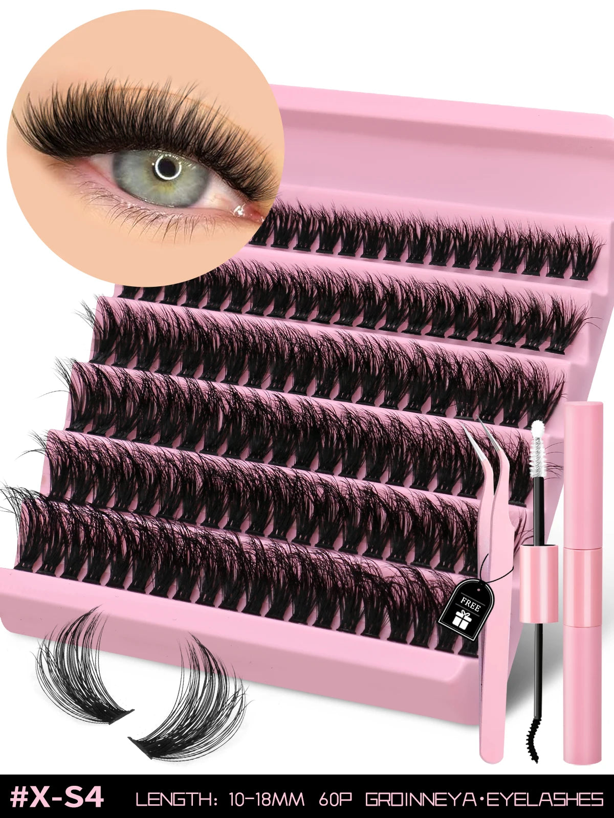 Eyelash Kit Eyelash Extension Kit 10-18Mm Natural Fluffy False Eyelash Lash Clusters Set Bond and Seal Makeup