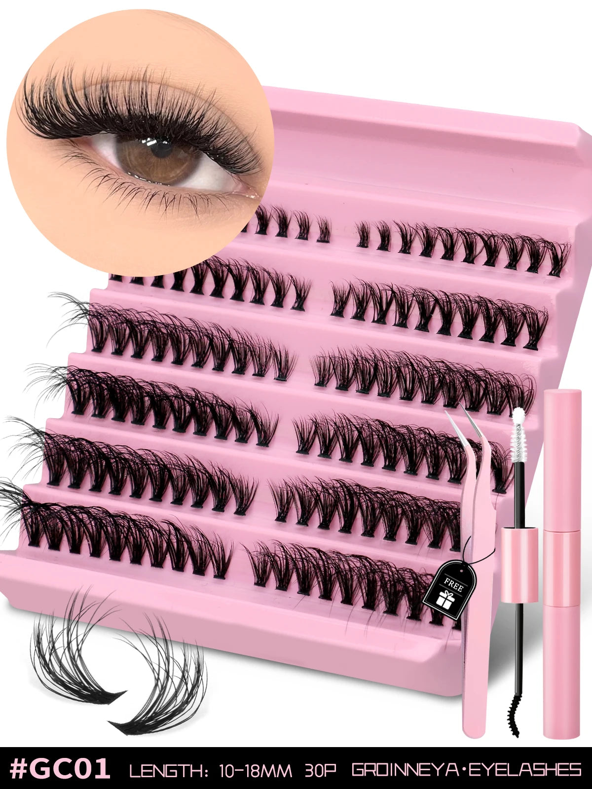 Eyelash Kit Eyelash Extension Kit 10-18Mm Natural Fluffy False Eyelash Lash Clusters Set Bond and Seal Makeup