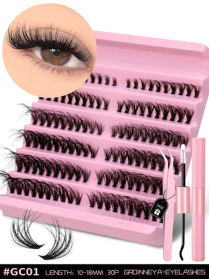 Eyelash Kit Eyelash Extension Kit 10-18Mm Natural Fluffy False Eyelash Lash Clusters Set Bond and Seal Makeup