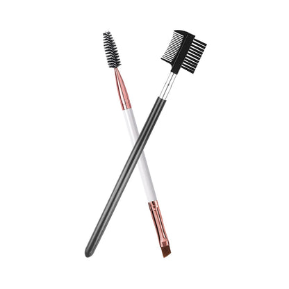 Duo Eyebrow Brush, Eyebrow Brush Eyelash Comb and Eyebrow Brush, Professional Angled Eye Brow Brush and Spoolie Brush Set. (Black+White)
